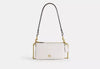 Elegant White Leather Shoulder Bag with Gold Chain Strap for Women