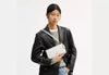 Elegant White Leather Shoulder Bag with Gold Chain Strap for Women