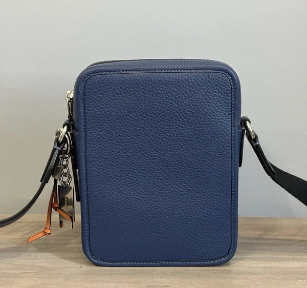 Coach Men's Navy Blue Leather Crossbody Shoulder Bag