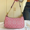 Coach Pink Shoulder Bag | Designer Women's Handbag with Gold Chain Strap