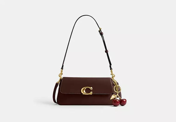 Luxury Cherry Charm Leather Shoulder Bag for Women