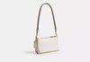 Elegant White Leather Shoulder Bag with Gold Chain Strap for Women