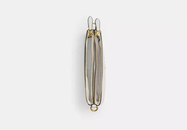 Elegant White Leather Shoulder Bag with Gold Chain Strap for Women