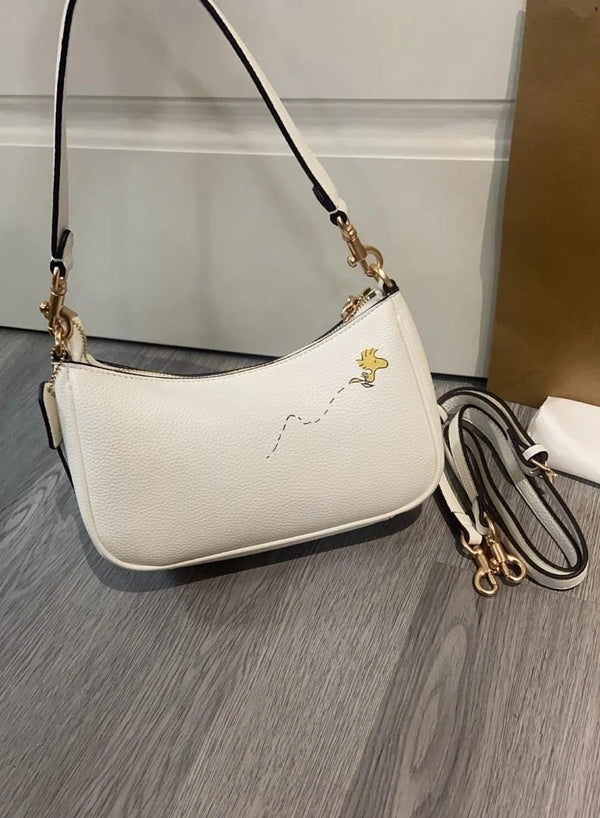 Coach x Peanuts Snoopy White Leather Shoulder Bag for Women