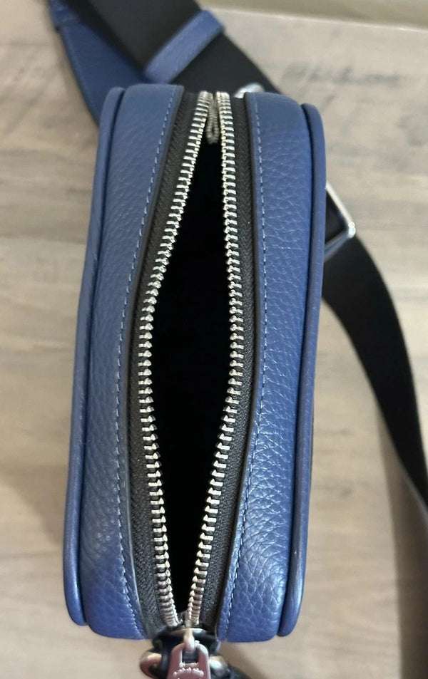 Coach Men's Navy Blue Leather Crossbody Shoulder Bag