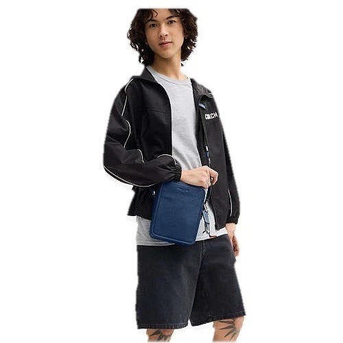 Coach Men's Navy Blue Leather Crossbody Shoulder Bag