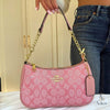 Coach Pink Shoulder Bag | Designer Women's Handbag with Gold Chain Strap