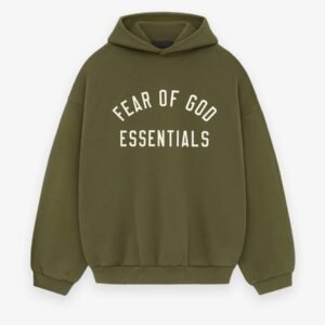 Essentials Fear of God Oversized Hoodie Olive Green Unisex Streetwear