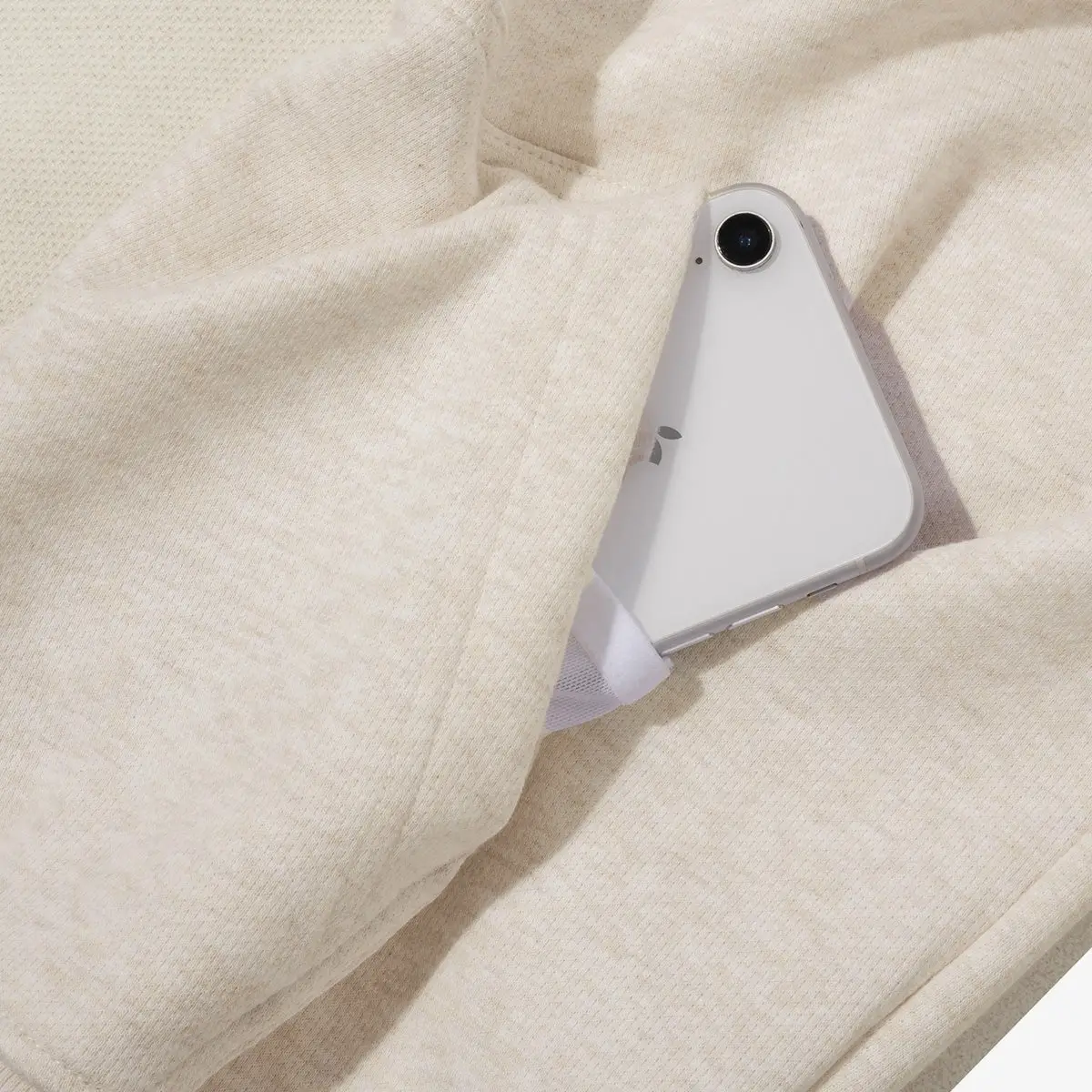 Essentials full zip-up hoodie in beige with front zipper and hood