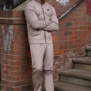 Essential Tracksuit UK beige zip tracksuit for men