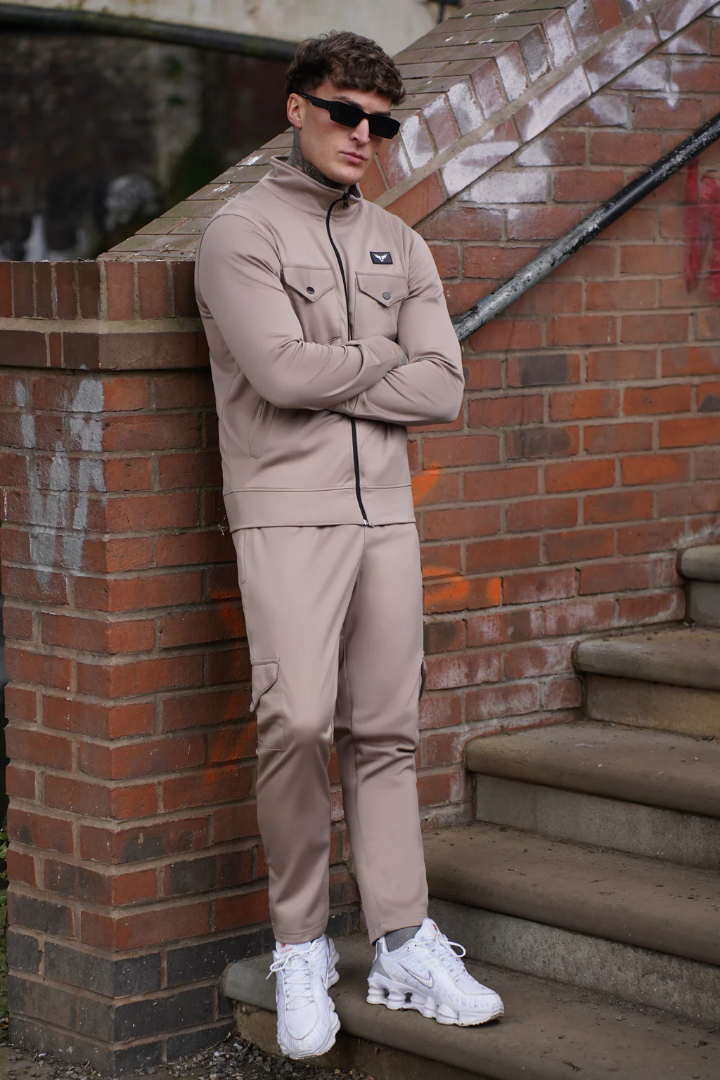 Essential Tracksuit UK beige zip tracksuit for men