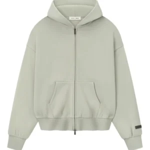 Essentials zip hoodie beige front view