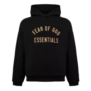 Premium black Fear of God Essentials hoodie, urban fashion sweatshirt UK