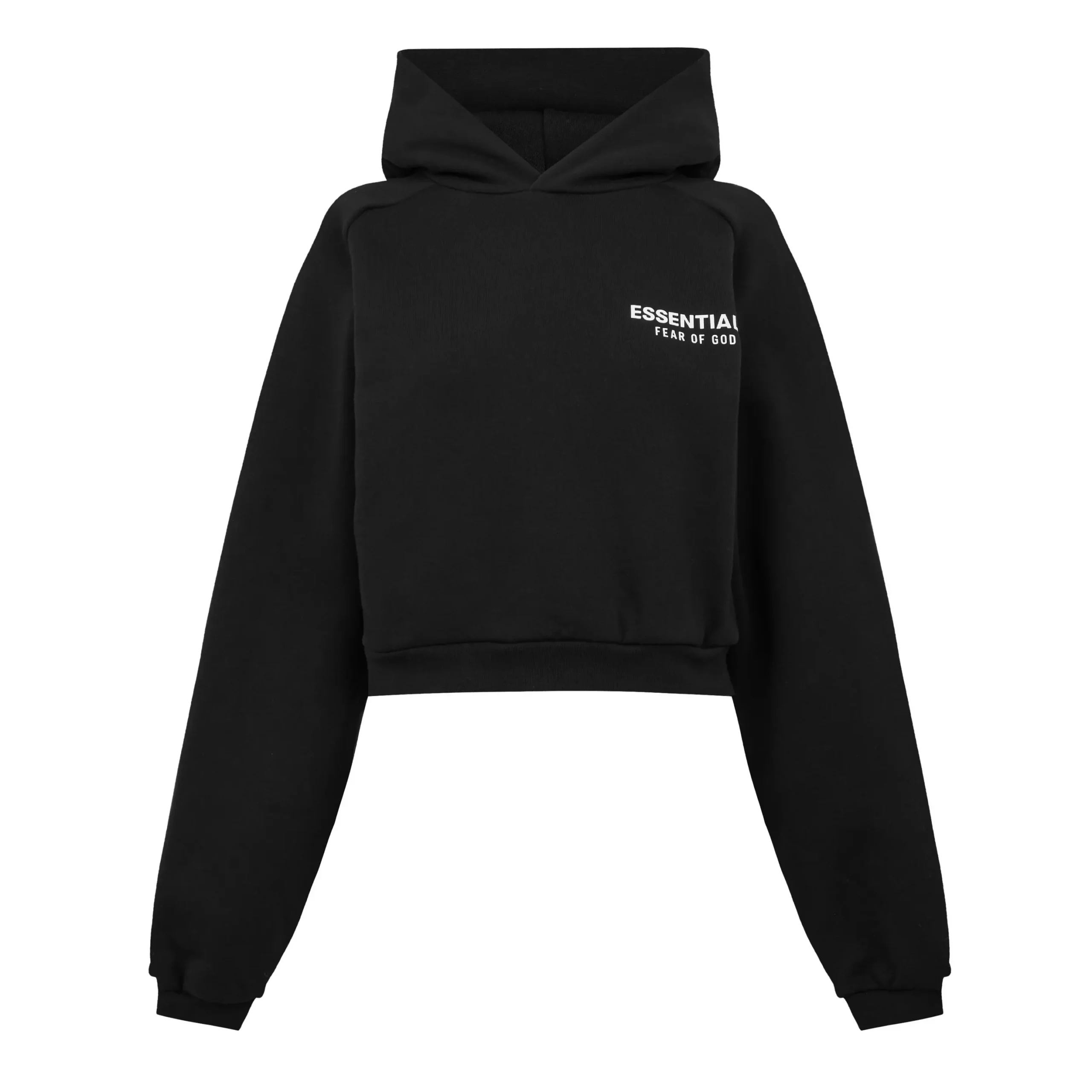 Essentials Fear of God Cropped Hoodie Black Women’s Streetwear UK