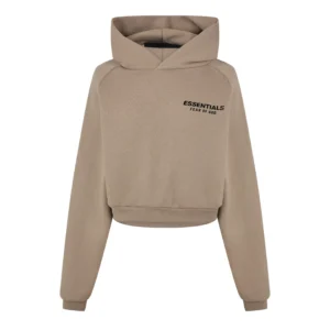 Fear of God Essentials cropped hoodie beige, oversized streetwear sweatshirt for women UK