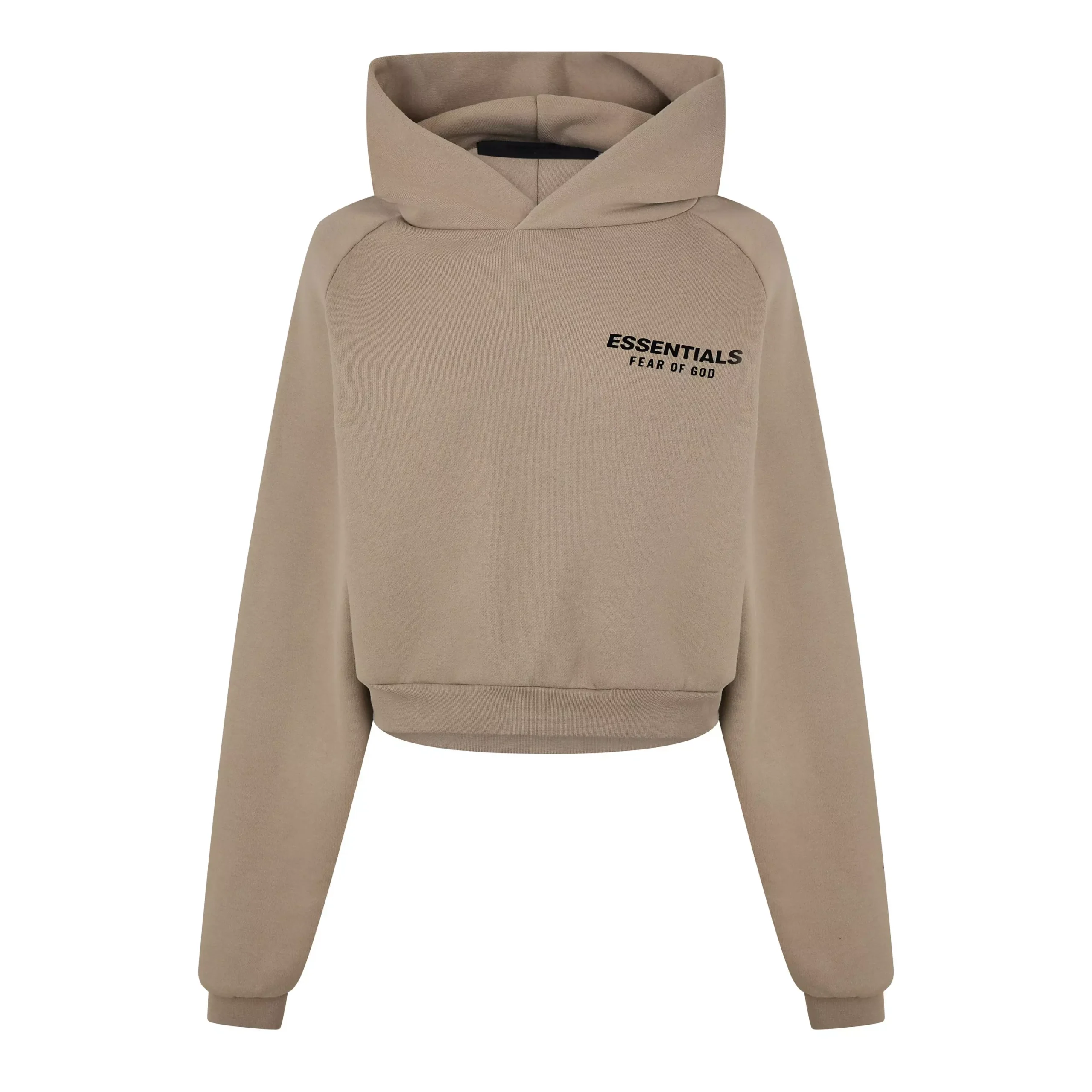 Fear of God Essentials cropped hoodie beige, oversized streetwear sweatshirt for women UK