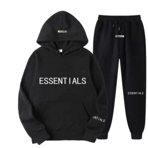 Black Essentials hoodie for men with logo – Essential Tracksuit UK streetwear