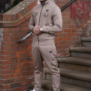 Essential Tracksuit UK beige zip tracksuit for men