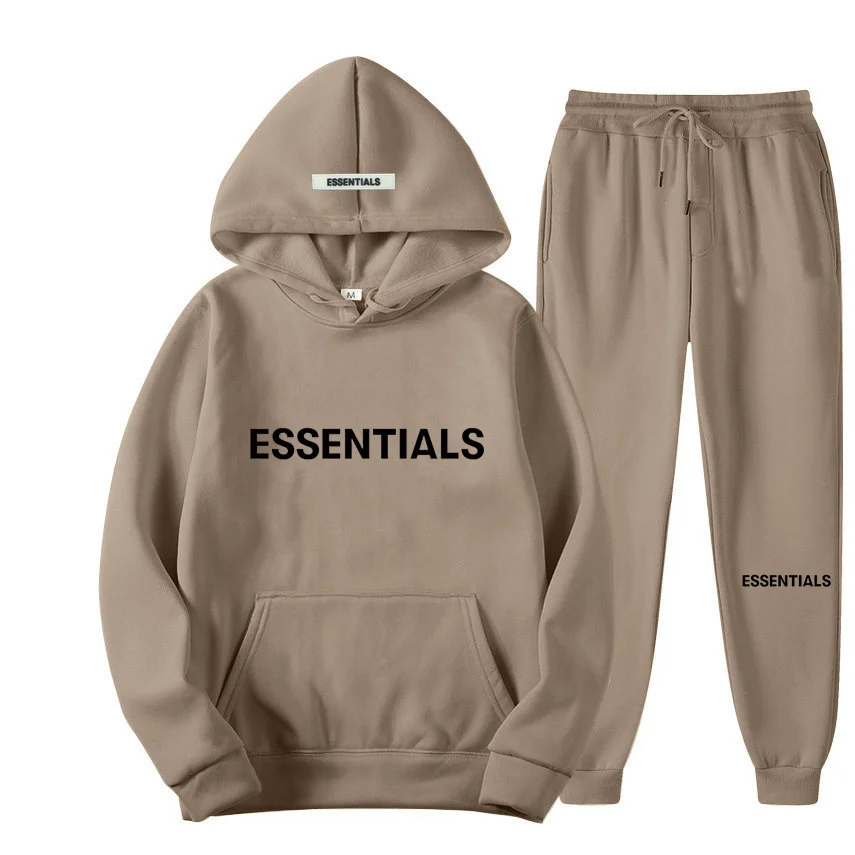 Essential Tracksuit UK taupe Essentials hoodie and set premium fleece