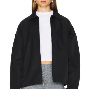 Fear of God Essentials State oversized jacket black back view,