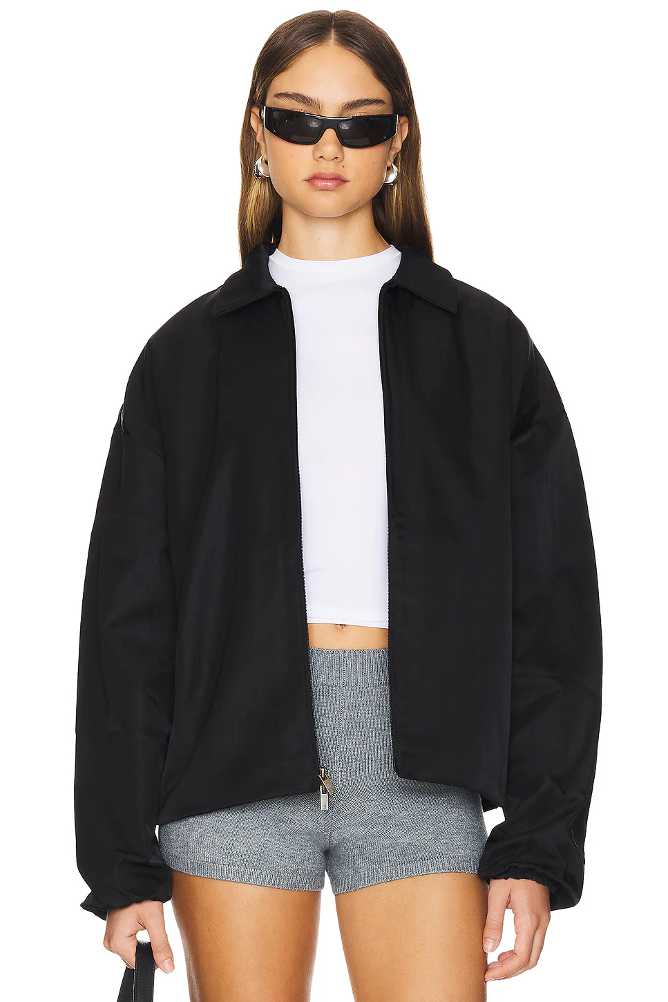 Fear of God Essentials State oversized jacket black back view,