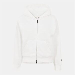 Essentials White Full Zip Hoodie front view