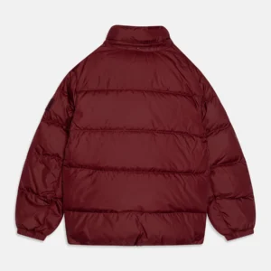 burgundy padded winter jacket quilted design